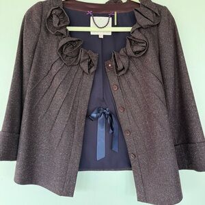 Rebecca Taylor purple wool embellished jacket